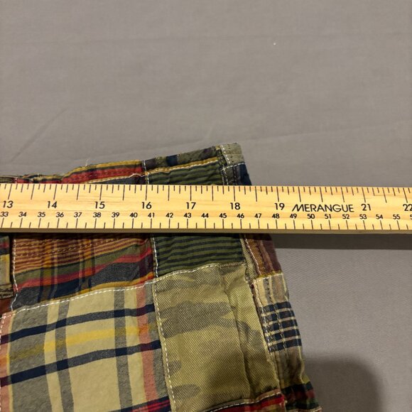 American Eagle Shorts 34 36x10 Beige Patchwork Longer Length Y2K High Rise - Picture 2 of 7